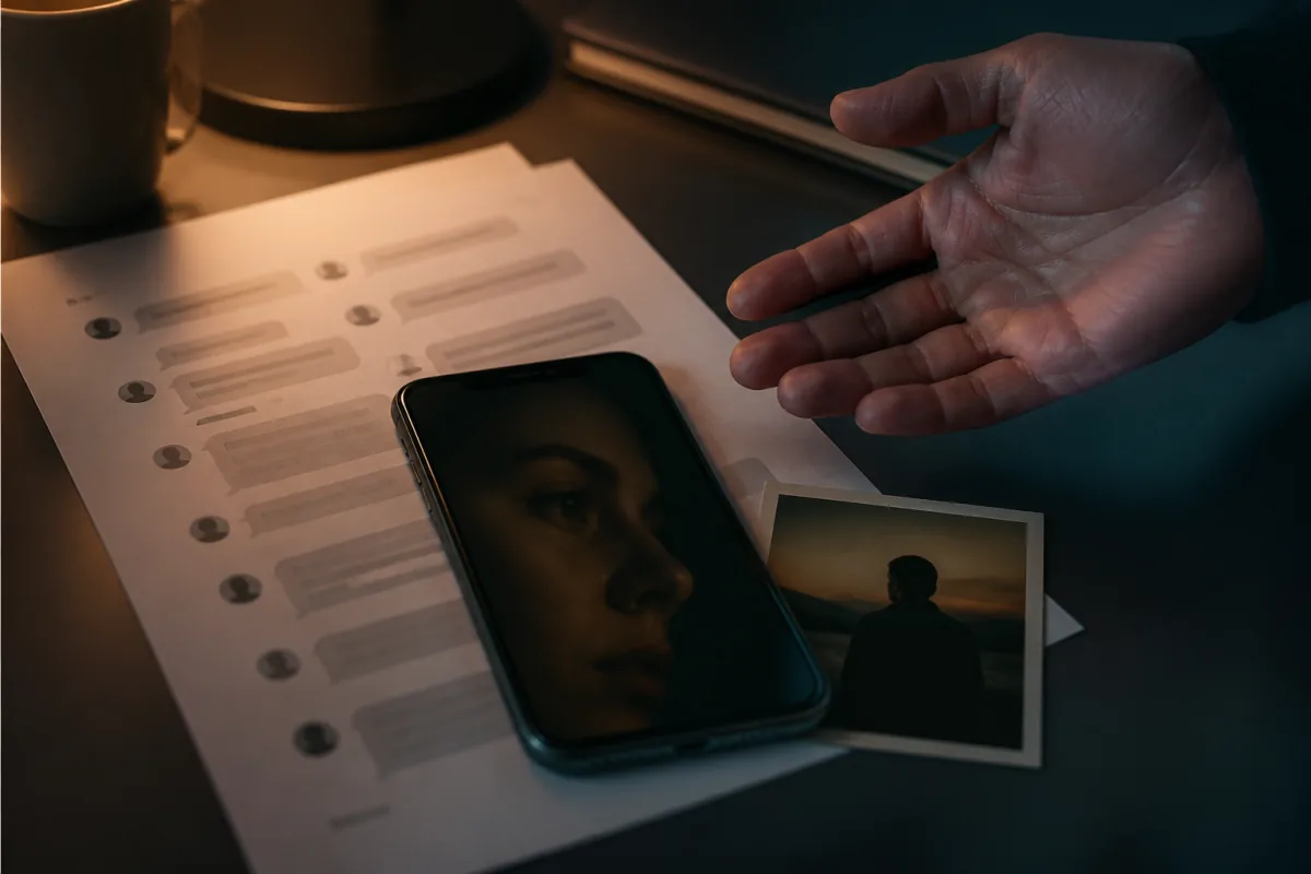 Online relationship messages and identity evidence prepared for a case review